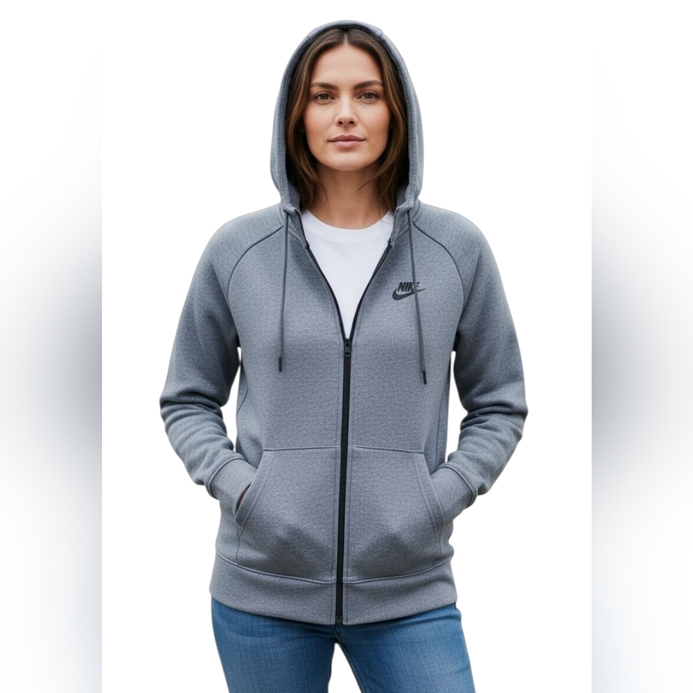 Nike Gray Zip-Up Hooded Jacket. Medium